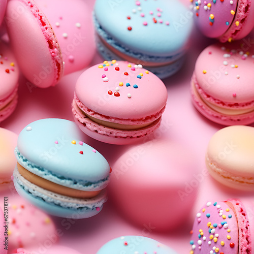 colorful macaroons on table