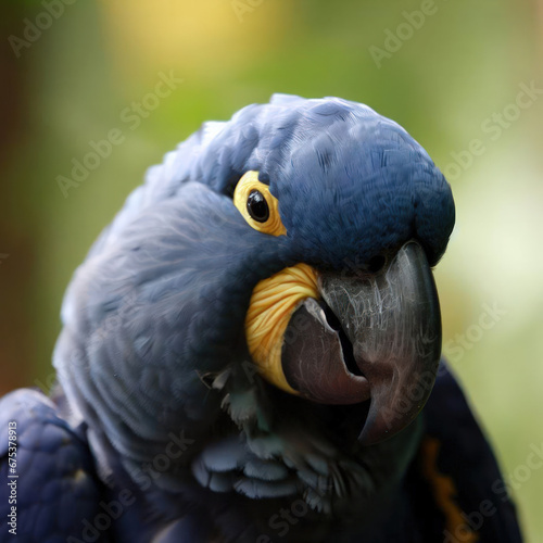 Hyacinth Macaw (Anodorhynchus hyacinthinus) is a large, brightly colored parrot native to South America. © Darya
