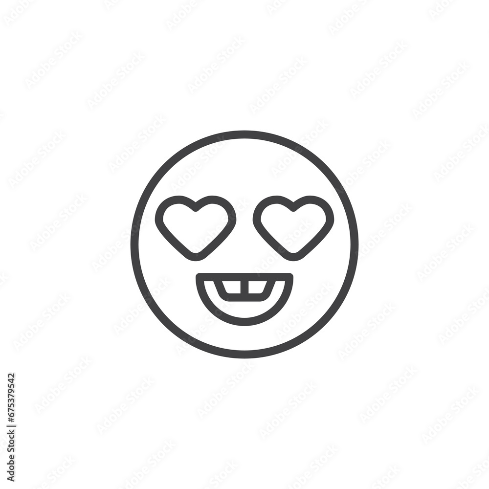 Emoji with heart shaped eyes line icon Emoji with heart shaped eyes line icon