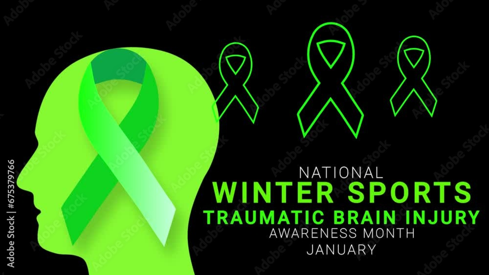 National Winter Sports Traumatic brain injury awareness month. head