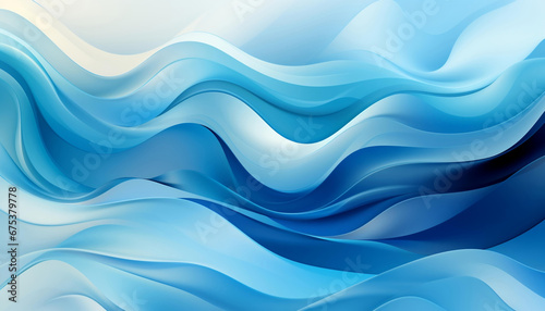 White and Shades of Blue Waves Abstract Background