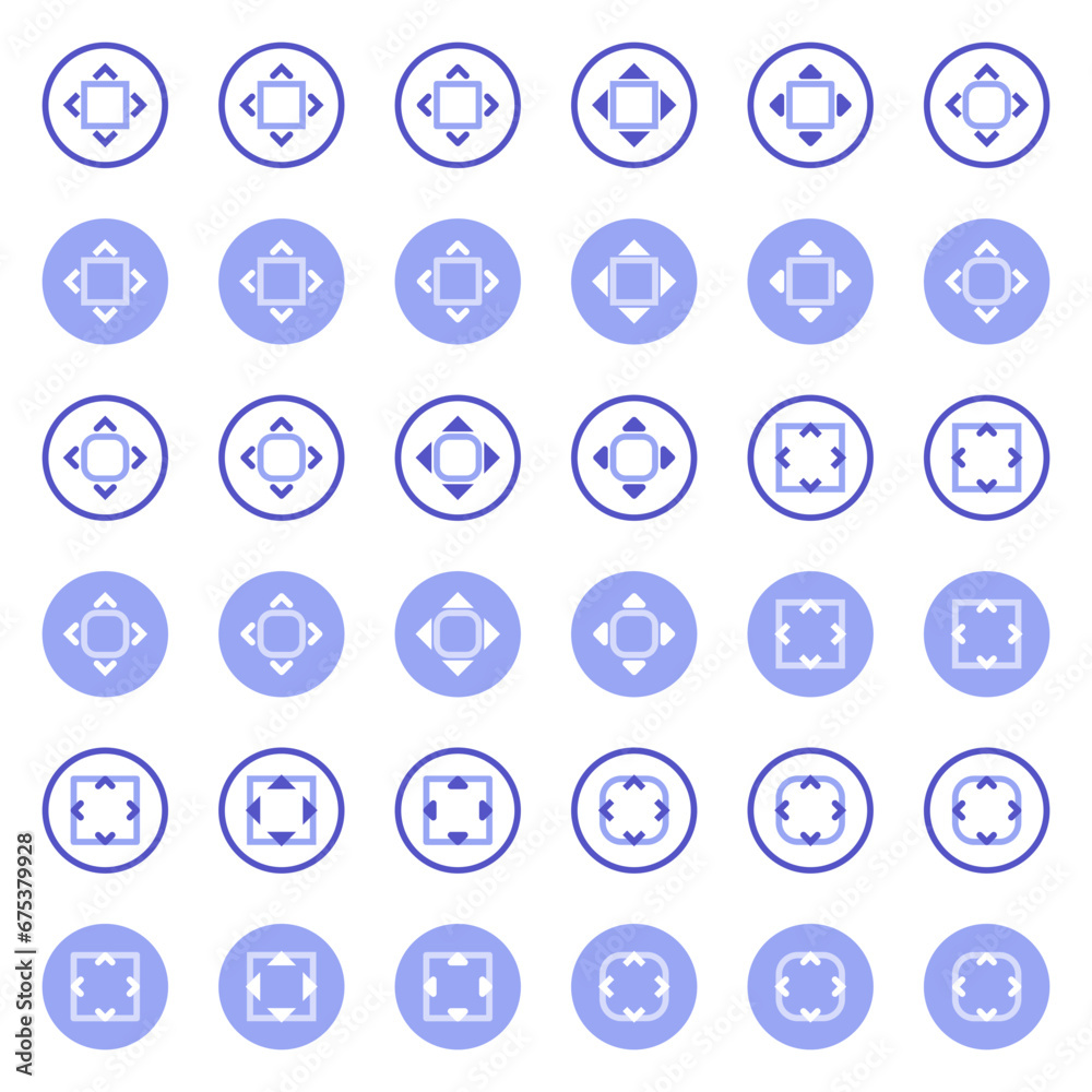 General arrow icons related to area expansion and reduction.
General arrow icons related to area expansion and reduction.