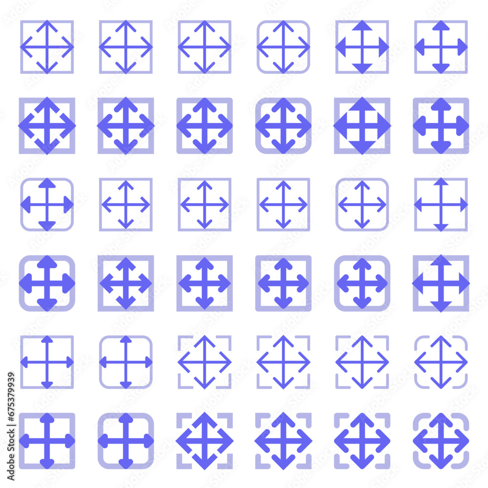 General arrow icons related to area expansion and reduction.
General arrow icons related to area expansion and reduction.