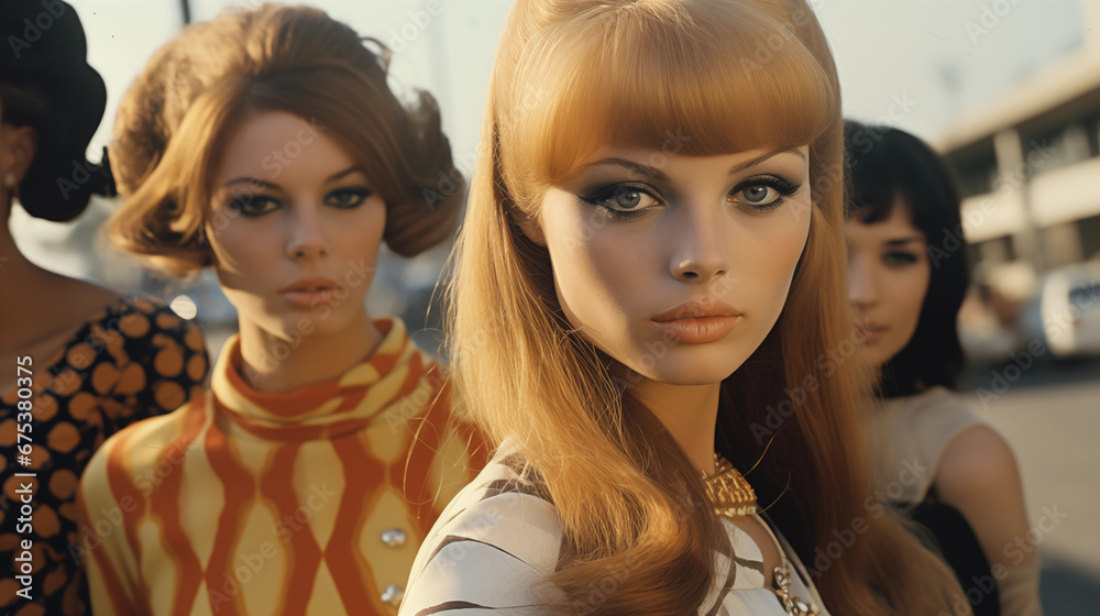 Models in Los Angeles in 1960s on Sunset Boulevard Models in Los Angeles in 1960s on Sunset Boulevard