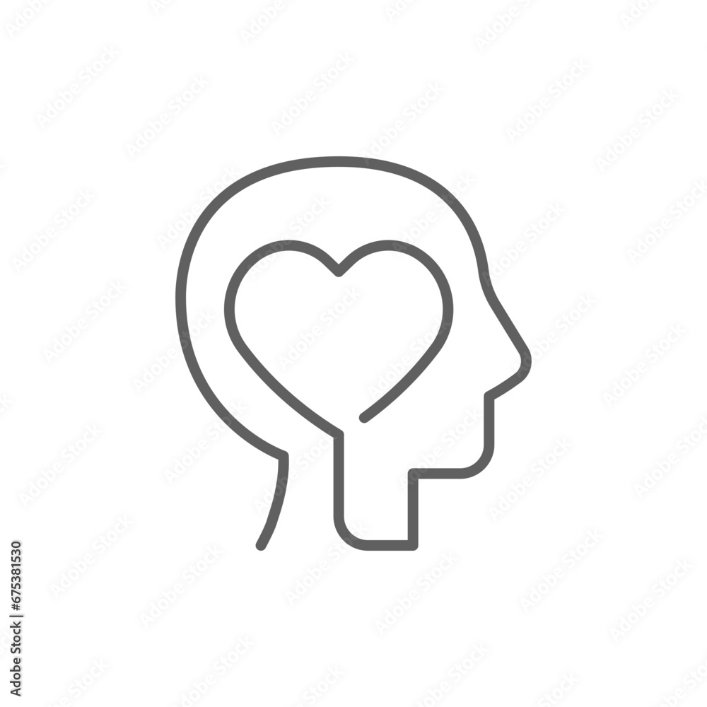 Mental health icon. Simple outline style. Positive mind wellbeing, brain, emotion, mental health development and care concept. Thin line symbol. Vector illustration isolated. Editable stroke. Mental health icon. Simple outline style. Positive mind wellbeing, brain, emotion, mental health development and care concept. Thin line symbol. Vector illustration isolated. Editable stroke.