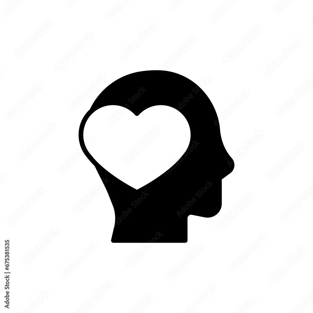 Mental health icon. Simple solid style. Positive mind wellbeing, brain, emotion, mental health development and care concept. Black silhouette, glyph symbol. Vector illustration isolated. Mental health icon. Simple solid style. Positive mind wellbeing, brain, emotion, mental health development and care concept. Black silhouette, glyph symbol. Vector illustration isolated.