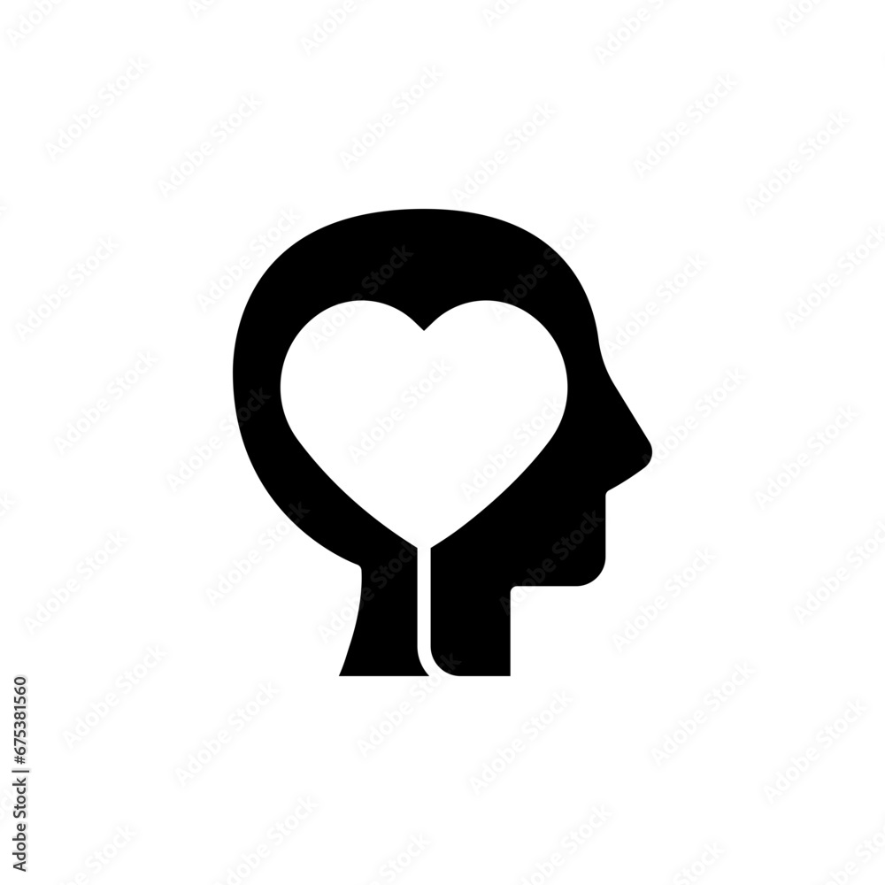 Mental health icon. Simple solid style. Positive mind wellbeing, brain, emotion, mental health development and care concept. Black silhouette, glyph symbol. Vector illustration isolated. Mental health icon. Simple solid style. Positive mind wellbeing, brain, emotion, mental health development and care concept. Black silhouette, glyph symbol. Vector illustration isolated.