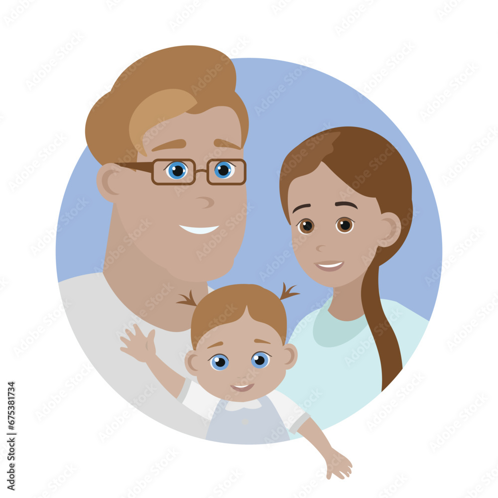Happy family. Parents with daughter. vector illustration. Flat design. Happy family. Parents with daughter. vector illustration. Flat design.