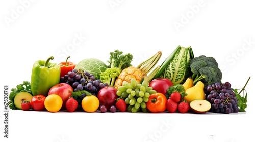 fruits and vegetables on isolated transparent background photo