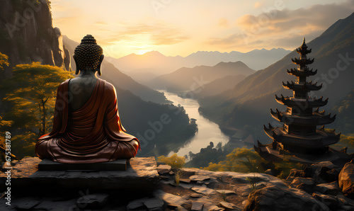 buddha at sunset