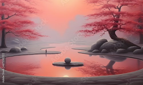 zen garden with water