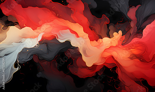 red white and black fluid abstract 