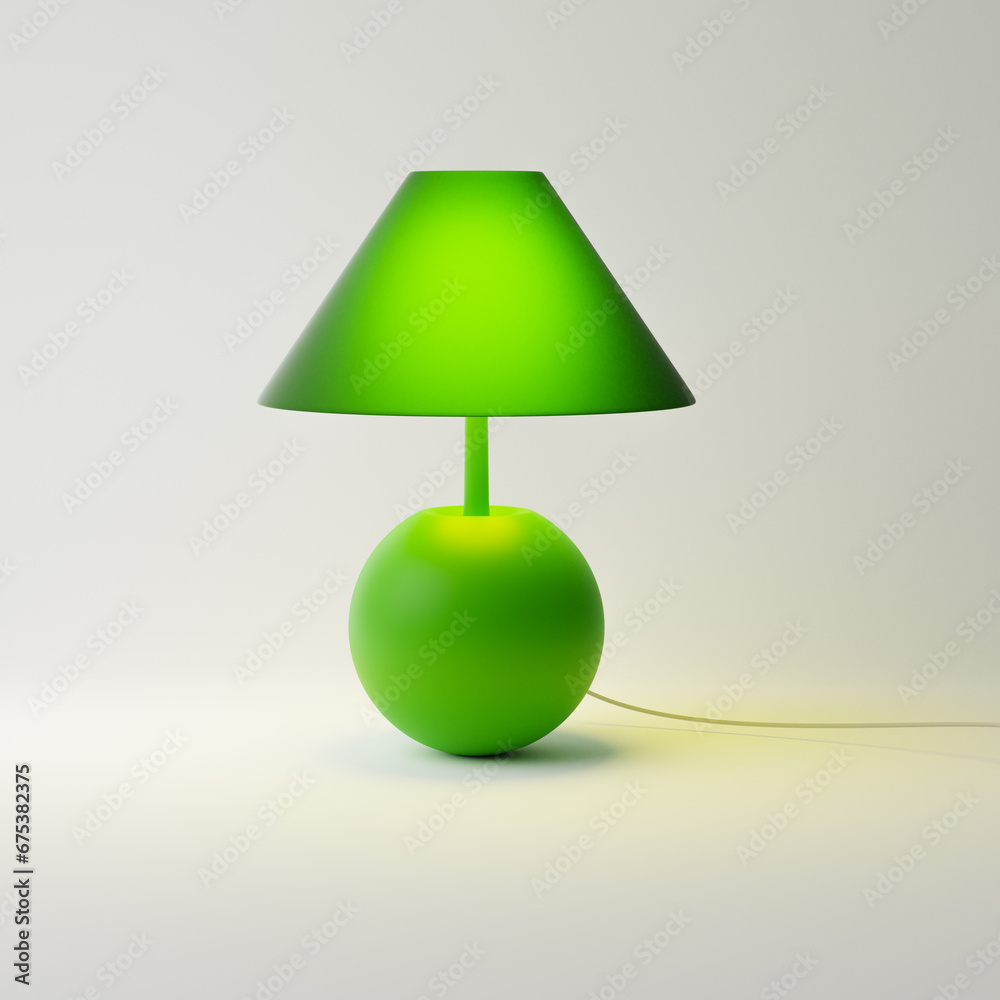 Small green table lamp isolated over white background. 3D rendering.