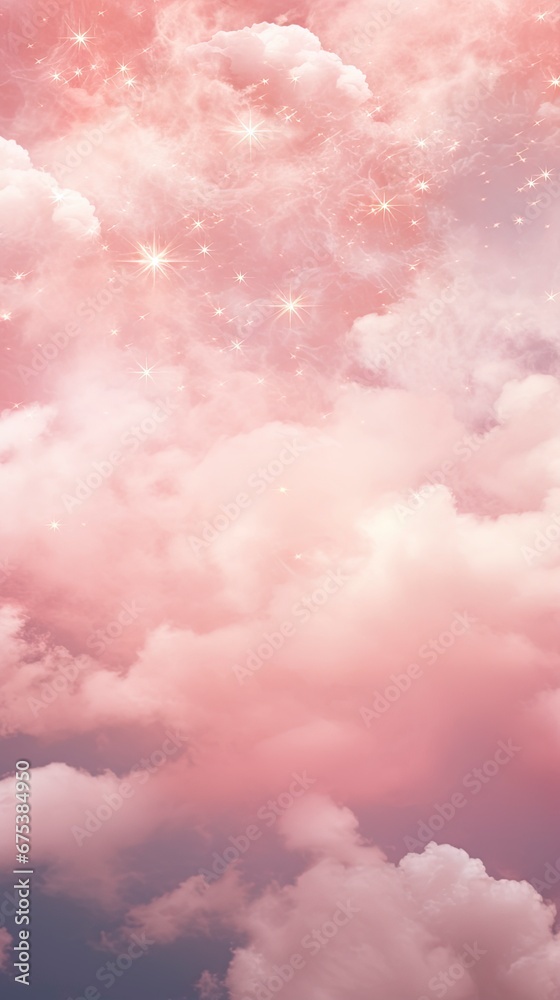 Dreamy pink sparkling cloudscape. Calm pink sky and clouds background with room for text copy. Dreamy pink sparkling cloudscape. Calm pink sky and clouds background with room for text copy.