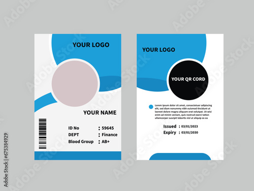 Fototapeta Naklejka Na Ścianę i Meble -  Modern corporate identity card design template. Company employee ID card design.