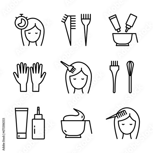Hair colouring linear icon. Permanent hair dyeing. Beauty parlor. Hairdresser services. Thin line customizable illustration. Vector isolated outline drawing