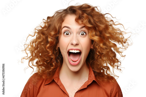 Woman Expressing Excitement Isolated on transparent background