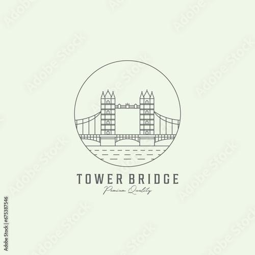 icon tower bridge minimalist logo design line art illustration creative united kingdom English