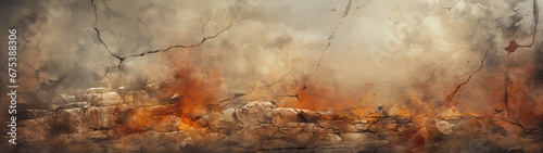 A rock formation with a crack in the ground painting, background, texture, banner