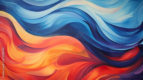 a wavy background with bold brushstrokes of primary colors, creating a lively and energetic visual impact that embodies the spirit of creativity and expression.