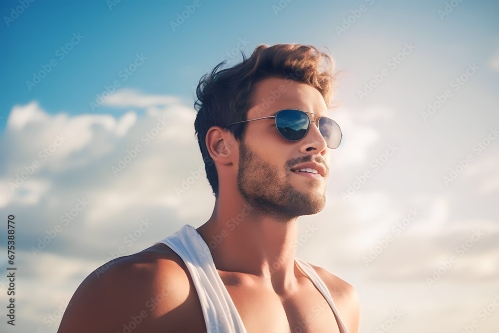 Portrait of a handsome man with a sky background Portrait of a handsome man with a sky background