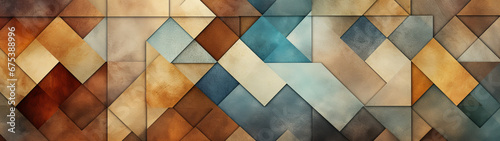 A mesmerizing display of geometric beauty and raw emotion, captured in a screenshot of a brown and tan wall adorned with a symmetrical pattern of abstract beige triangles and intricate lines, backgro