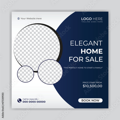 Modern real estate social media post or banner template
