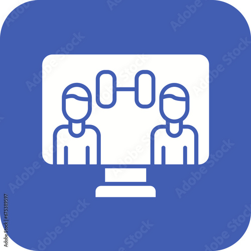 Online Group Exercise Line Icon