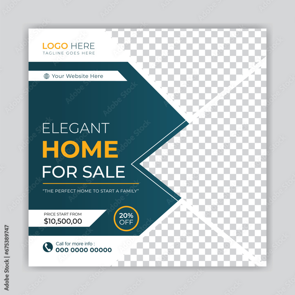 Obraz premium Modern real estate social media post or banner template