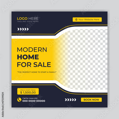 Modern real estate social media post or banner template