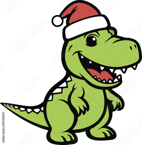 Christmas dino, Dinosaur in Santa hat, Dinosaur Christmas clipart, Merry Christmas, Cute dinosaur