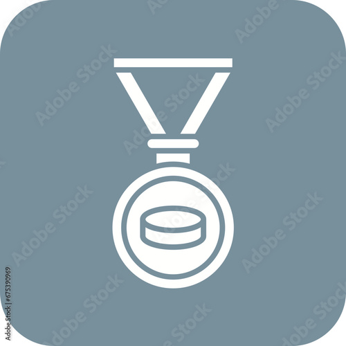 Canvas Print Ice Hockey Medal Line Icon