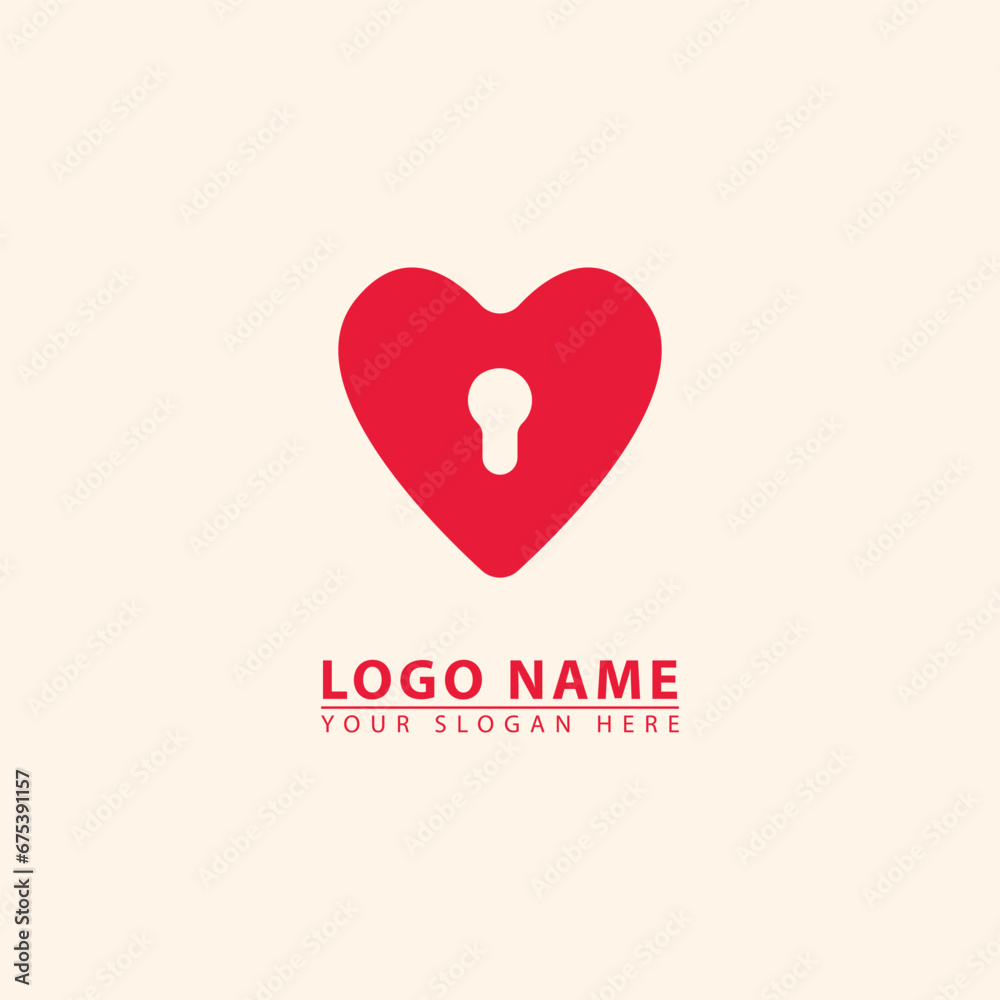 Simple heart key hole logo icon