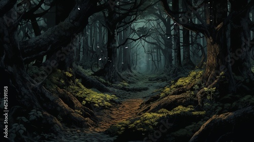 A hidden mysterious fairy tale forest  