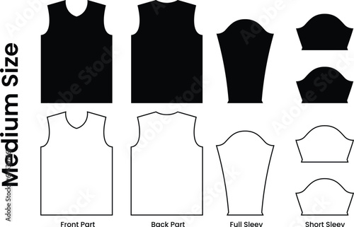 Jersey design template pattern. Medium size jersey pattern template t-shirt photo