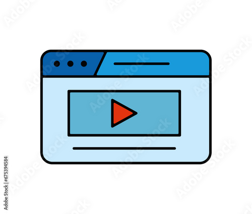 Icones pictogramme symbole Fenetre ordinateur interface player video couleur moyen bleu