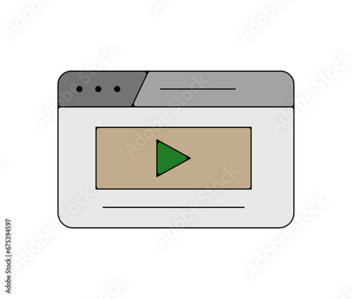 Icones pictogramme symbole Fenetre ordinateur interface player video couleur fin