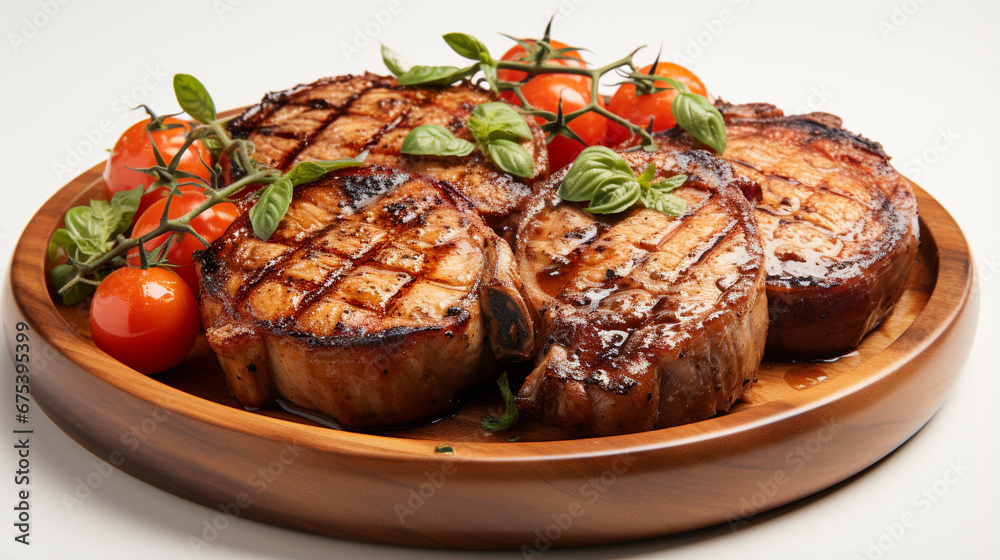 grilled steak with vegetables HD 8K wallpaper Stock Photographic Image