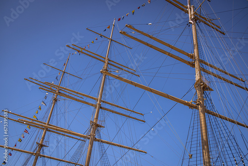 Wooden masts of an old Viking boat, Gothenburg, Sweden