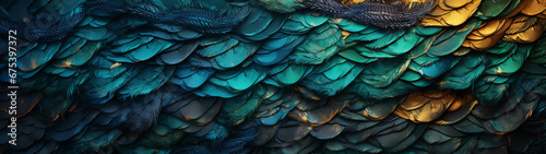 Vibrant turquoise and teal feathers of a majestic peacock evoke a sense of wild beauty in this striking close-up of an animal in all its glory