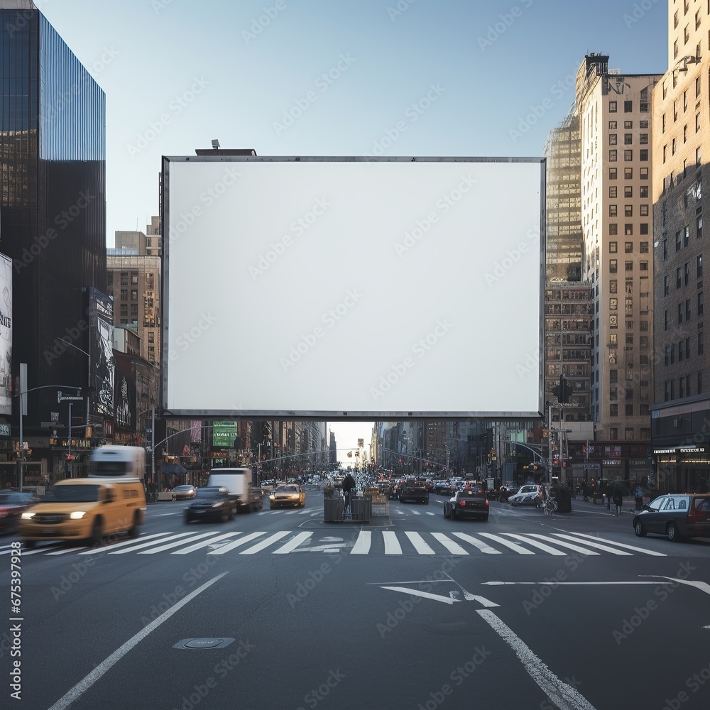 Huge billboard on the street, blank white. Generative AI Huge billboard on the street, blank white. Generative AI