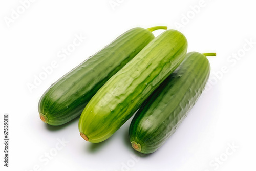 Cucumber fresh healthy vegetable on white background. Fresh wholefoods farmer s market produce. Healthy lifestyle concept and healthy food.