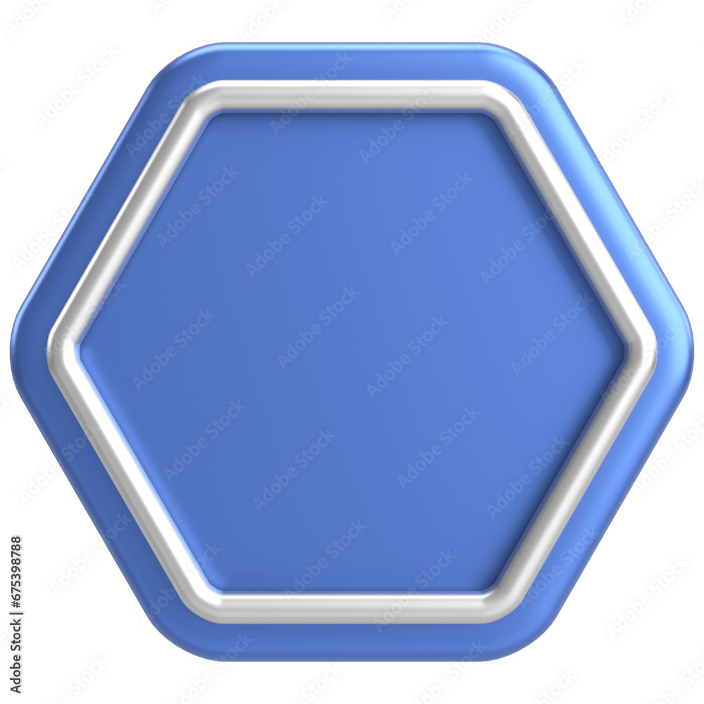 3D hexagon button. Empty button. 3D illustration. 3D hexagon button. Empty button. 3D illustration.