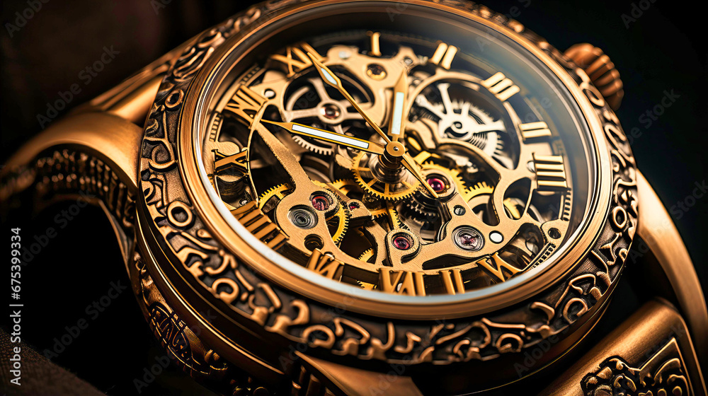 Vintage timepieces collection, Moments captured, Intricate gears and ornate hands ticking,