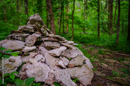 Human Made Artifact, Stack of Rocks deep in the Forest