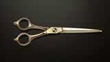 realistic gold metal scissors closed and open