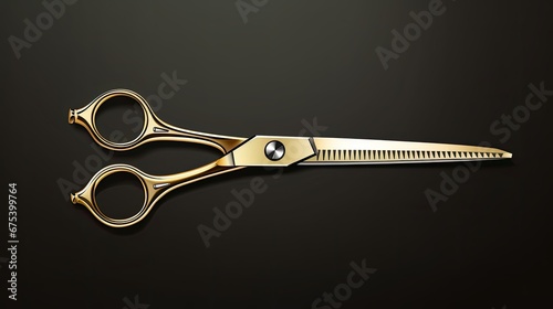 realistic gold metal scissors closed and open photo