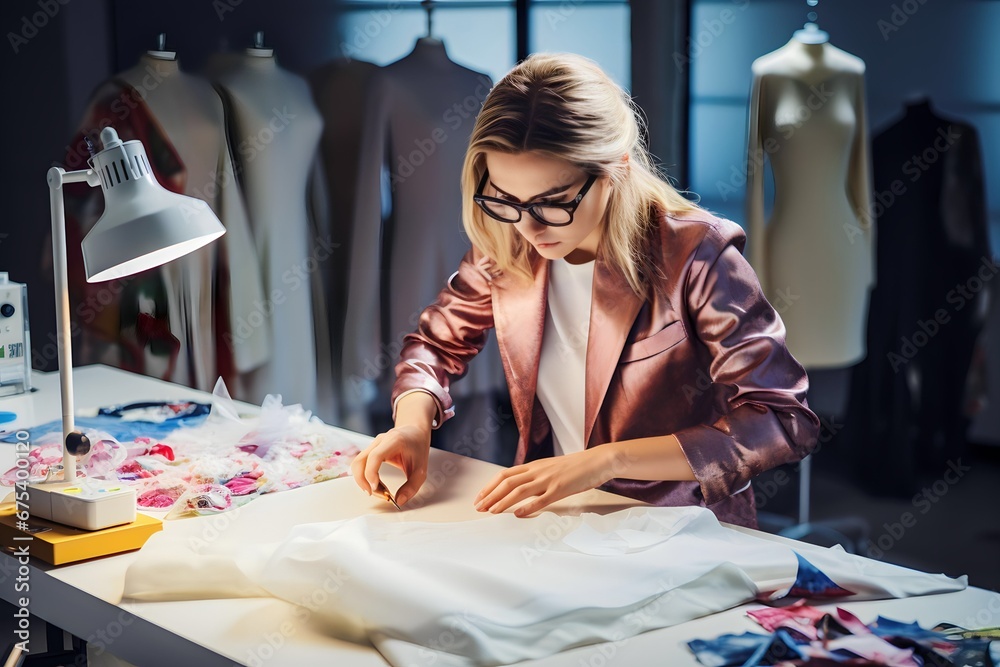 Fototapeta premium female fashion designer working in a boutique