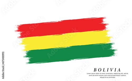 Bolivia flag brush vector background. Grunge style country flag of Bolivia brush stroke isolated on white background