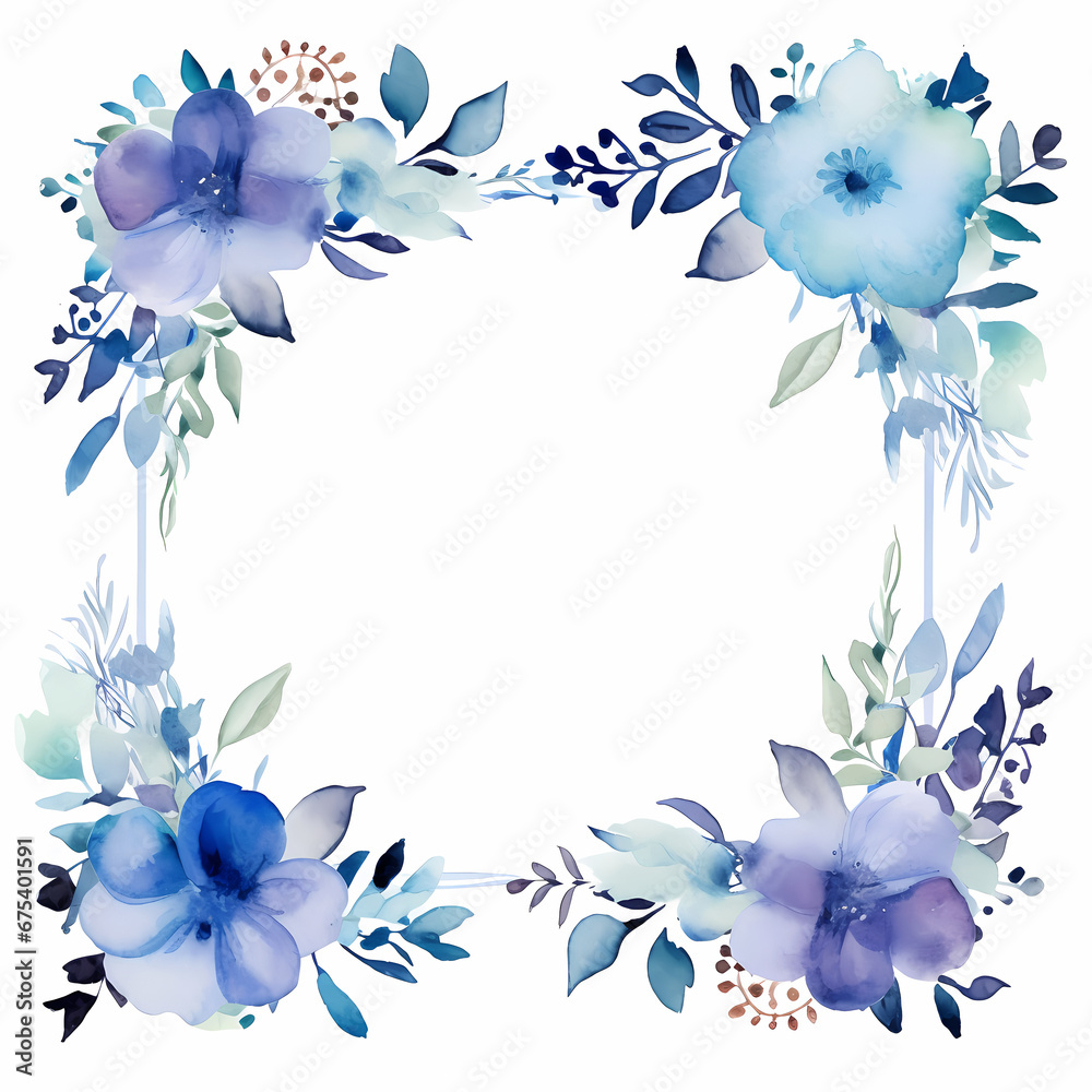 Purple watercolor frame with a floral design